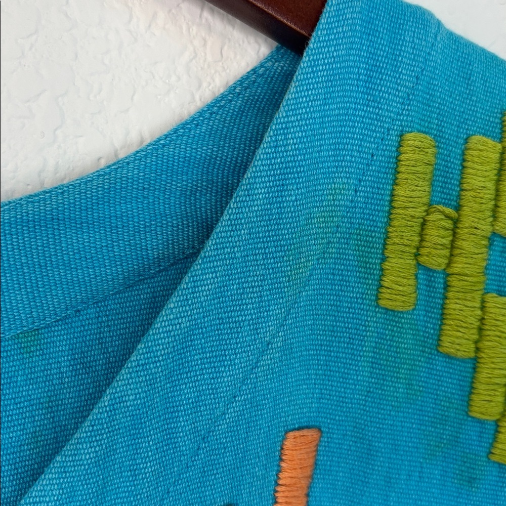 Uncle Frank Pink and Lime Striped Mini Dress with Blue Stitching - Picture 5 of 11